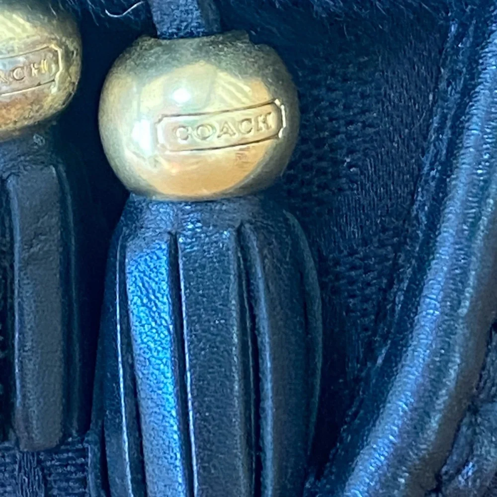 Coach Fiona Black Moccasin Slippers with Tassels - Picture 6 of 8